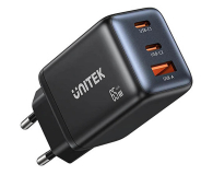 Ładowarka i akumulator Unitek Ładowarka sieciowa 3-portowa GaN 65W czarna